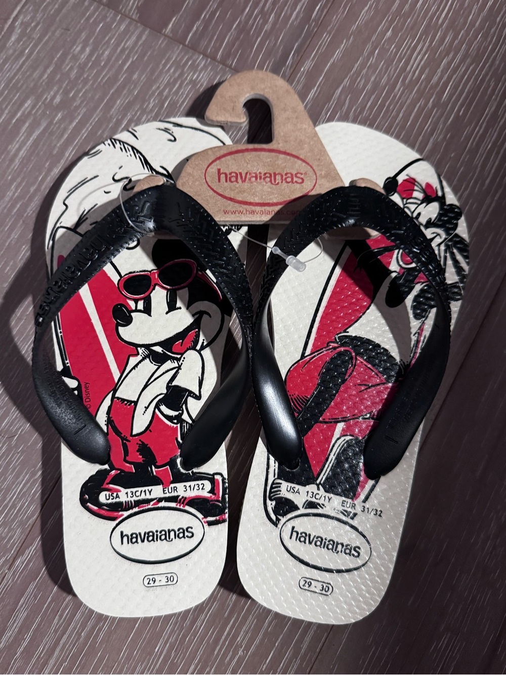 Havaianas Kids Flip Flops Mickey Mouse Boys Sz 13 NWT Made In Brazil Beach Pool